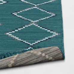 7' X 10' Soft Moroccan Woven Tapestry With Double Knot Fringe Outdoor Rug Teal - Opalhouse™ -Home design GUEST 3a15645d 40e3 4c67 92df d55f6ad30a10 1