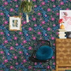 Marker Floral Peel & Stick Wallpaper Blue - Opalhouse™: Removable, Self-Adhesive, Bohemian, Botanical, Washable -Home design GUEST 4bd2c609 f7e5 4434 87eb 1a3def5b43e5