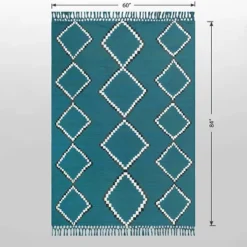 5' X 7' Soft Moroccan Tapestry With Double Knot Fringe Woven Outdoor Rug Teal - Opalhouse™ -Home design GUEST 59e527ba 7512 4b3c 92ea 0b2f51cfc486