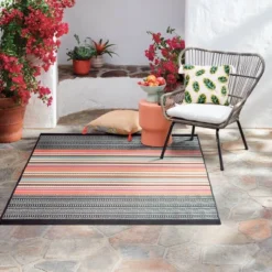 5' X 7' Outdoor Rug Multi Stripe Global Pink - Opalhouse™ -Home design GUEST 849a4c76 29c9 486c a953 a03150bdac10