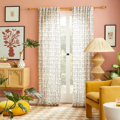 1pc Light Filtering Embroidery Bridges Window Curtain Panel White - Opalhouse™ Designed With Jungalow™ 4 1pc Light Filtering Embroidery Bridges Window Curtain Panel White - Opalhouse™ Designed With Jungalow™ - Image 4