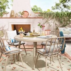 Leona 46" Round Crushed Bamboo Stamped Steel Top Patio Dining Table - Opalhouse™ -Home design GUEST f04b764c a584 4bfe b9ea 6c0ea8ed5c2c