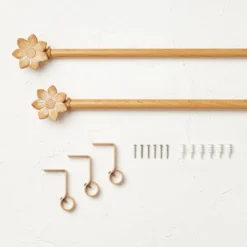 Flower Faux Wood Curtain Rod Natural Wood - Opalhouse™ Designed With Jungalow™ -Home design GUEST f708ce89 3ca5 424d 80e2 a01cb7dd58aa