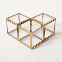 Metal Glass Decorative Box Gold - Opalhouse™ Designed With Jungalow™ -Home design GUEST fc927fff 547b 4c4d 937a 78a22e5d52ae